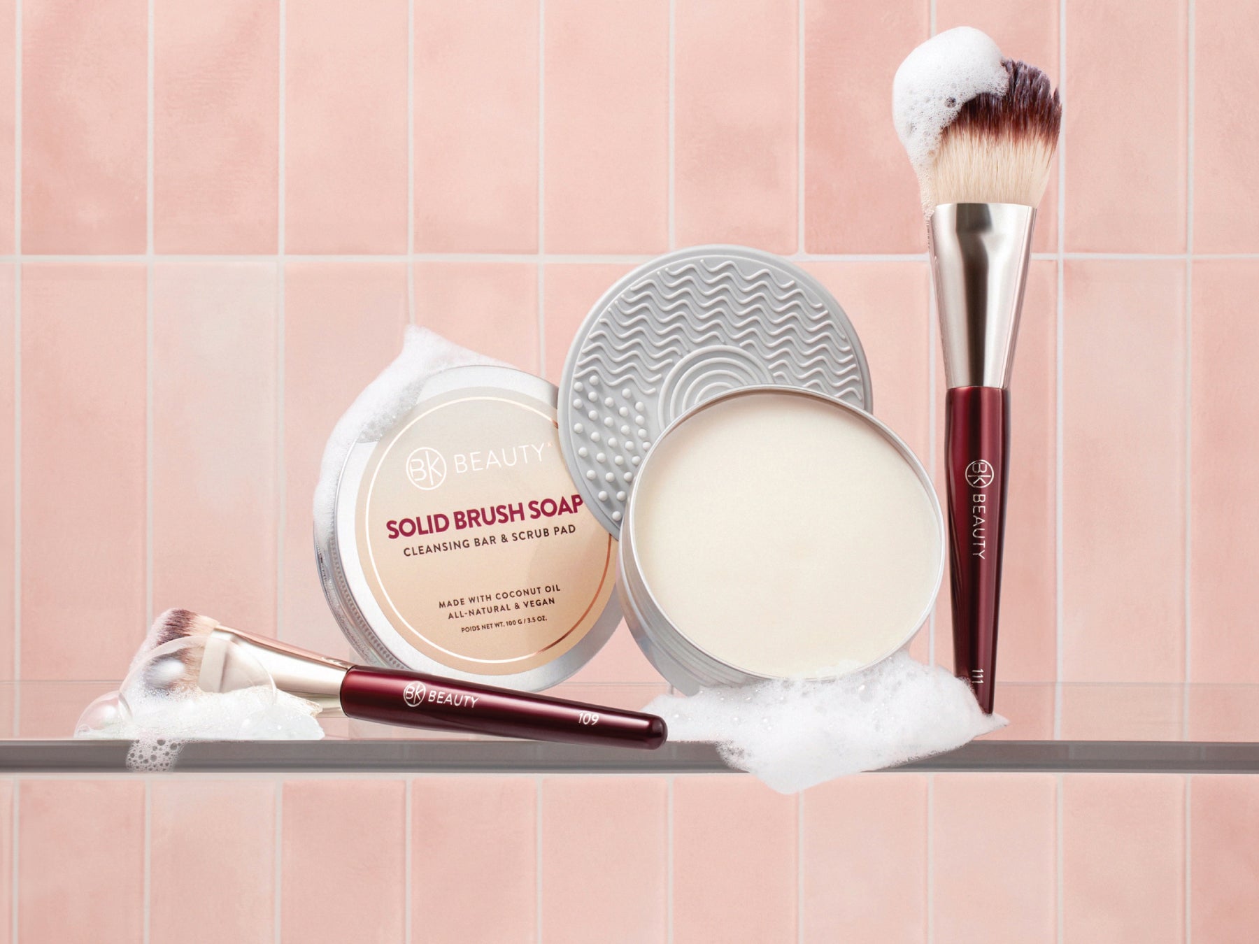 Solid Brush Soap with Cleaning Pad